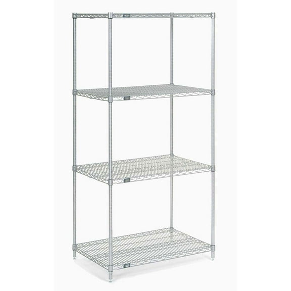 Nexel Poly-Z-Brite 5 Tier Wire Shelving Starter Unit, 24"W x 18"D x 63"H