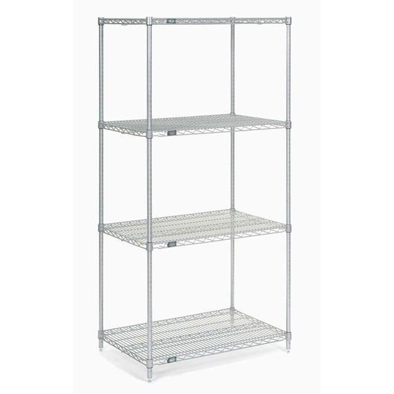 Nexel Poly-Z-Brite® 5 Tier Wire Shelving Starter Unit, 24"W x 18"D x 74"H