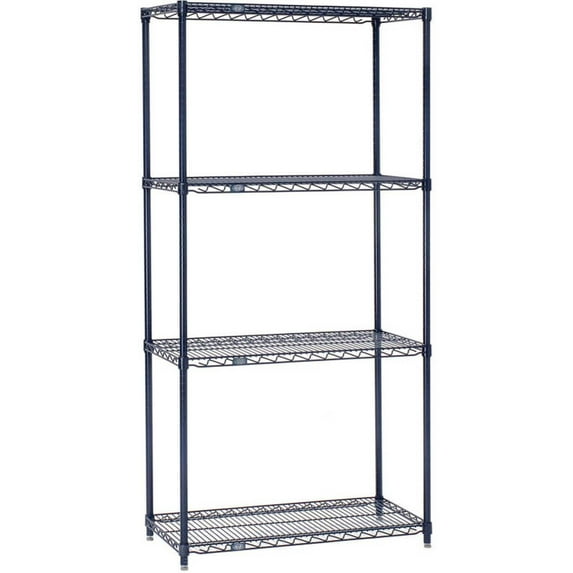 Nexel 5 Shelf Nexelon Blue Wire Shelving Unit Starter 30""W x 18""D x 74""H