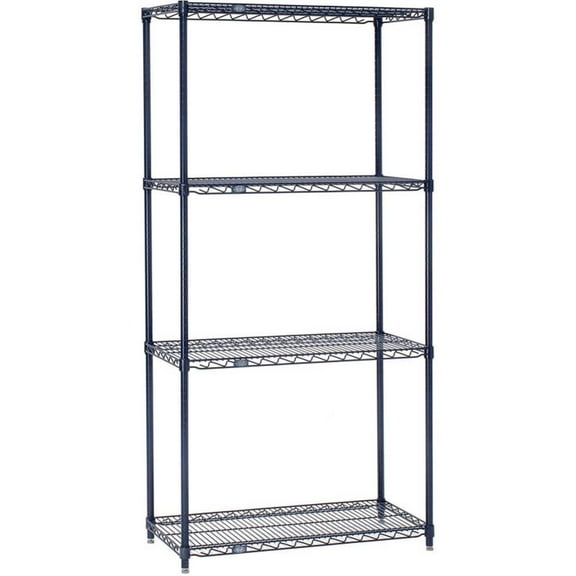 Nexel 5 Shelf Nexelon Blue Wire Shelving Unit Starter 42""W x 18""D x 74""H