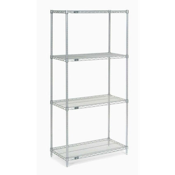 Nexel Poly-Z-Brite® 5 Tier Wire Shelving Starter Unit, 42"W x 18"D x 86"H