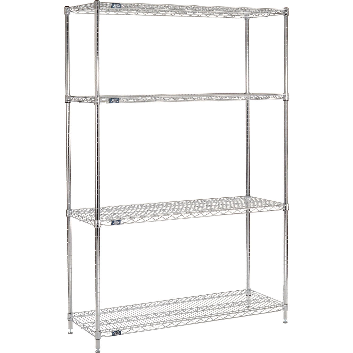 Nexel 4 Shelf Chrome ESD Wire Shelving Unit Starter 48""W x 18""D x 54""H