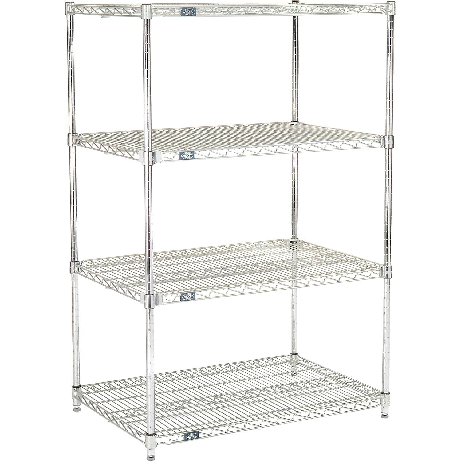 Nexel 4-Tier Chrome Wire Shelving Unit – 48"W X 18"D X 63"H, Adjustable No-Tool Assembly