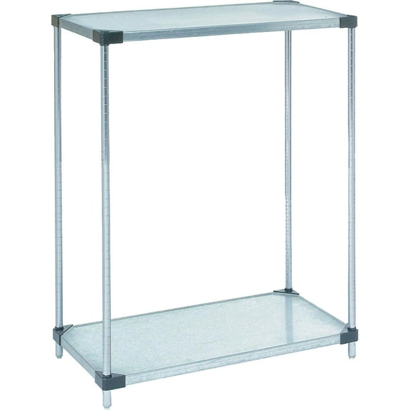 Nexel Galvanized Steel, 2 Tier, Solid Shelving Starter Unit, 24"Wx24"Dx34"H