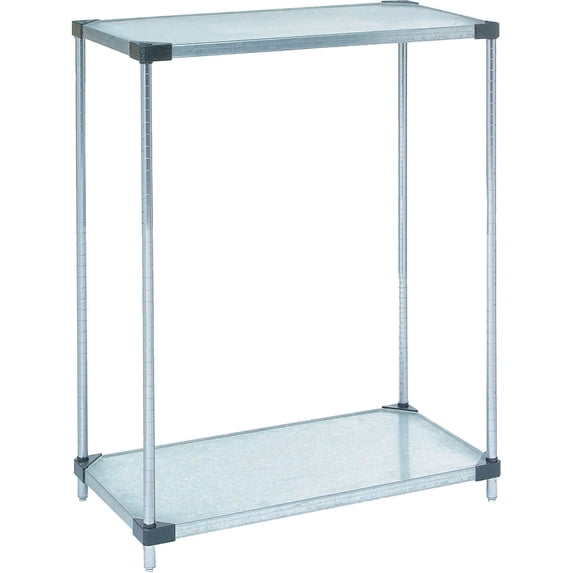Nexel Galvanized Steel, 2 Tier, Solid Shelving Starter Unit, 48"Wx18"Dx34"H