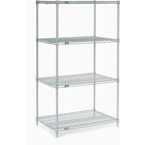 Nexel 21" x 30" x 54", 4 Tier, NSF Listed Adjustable Wire Shelving, Unit Commercial Storage Rack, Silver , Leveling feet