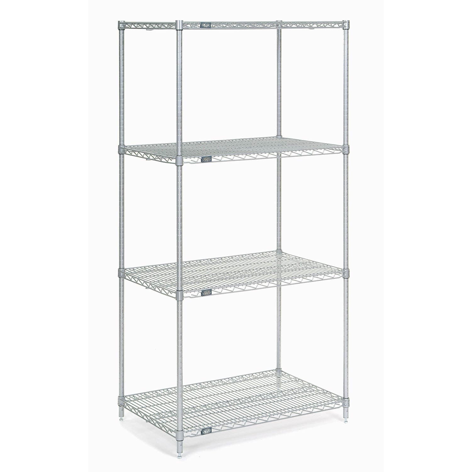 Nexel 4 Shelf Chrome ESD Wire Shelving Unit Starter 30