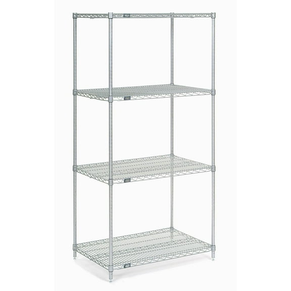 Nexel 4 Shelf Chrome ESD Wire Shelving Unit Starter 30""W x 21""D x 54""H