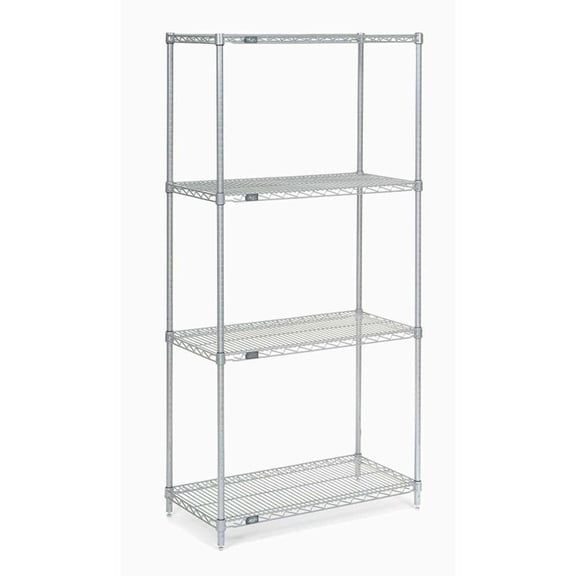 Nexel Poly-Z-Brite® 5 Tier Wire Shelving Starter Unit, 48"W x 21"D x 74"H