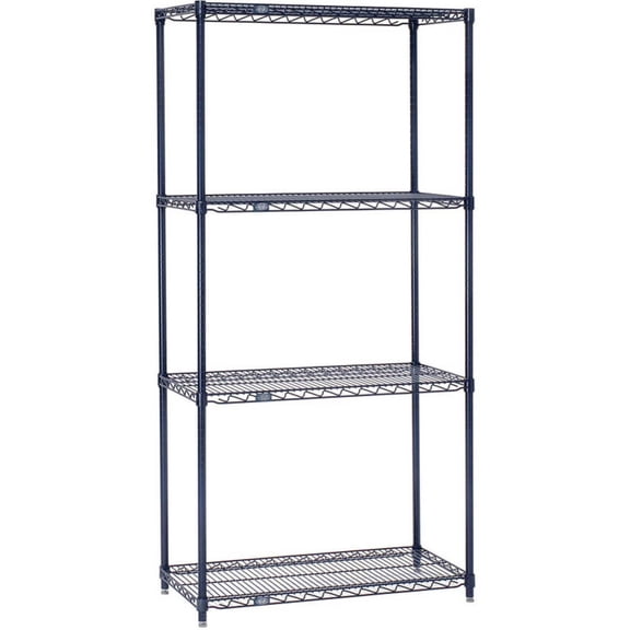 Nexel 5 Shelf Nexelon Blue Wire Shelving Unit Starter 42""W x 24""D x 74""H