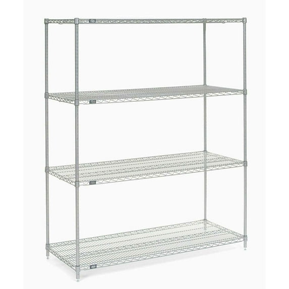 Nexel Poly-Z-Brite® 5 Tier Wire Shelving Starter Unit, 54"W x 24"D x 86"H