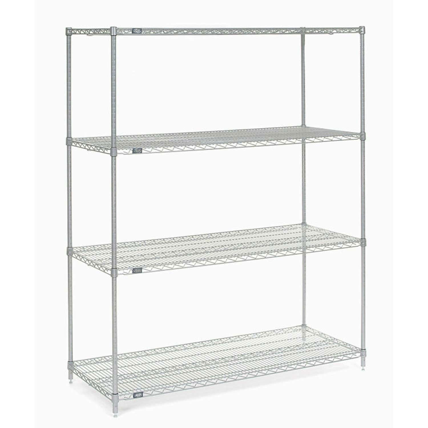 Nexel 5 Shelf Chrome Wire Shelving Unit Starter 60""W x 24""D x 63""H