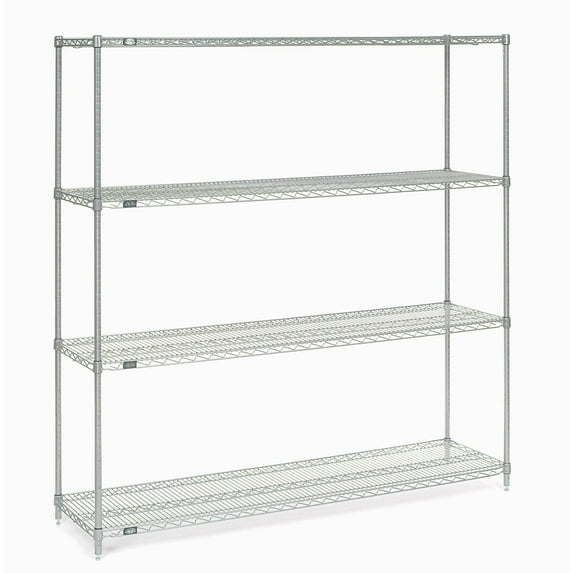 Nexel Chrome Wire Shelving, 72"W X 24"D x 74"H