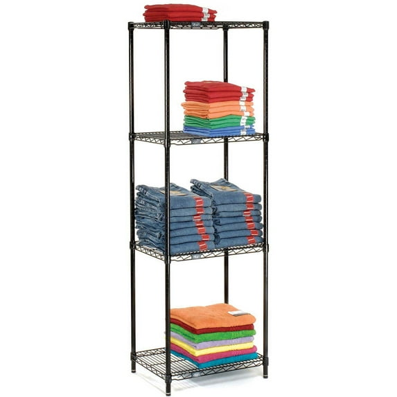 Nexel 4 Tier Black Epoxy Wire Shelving Starter Unit, 24"W x 18"D x 86"H