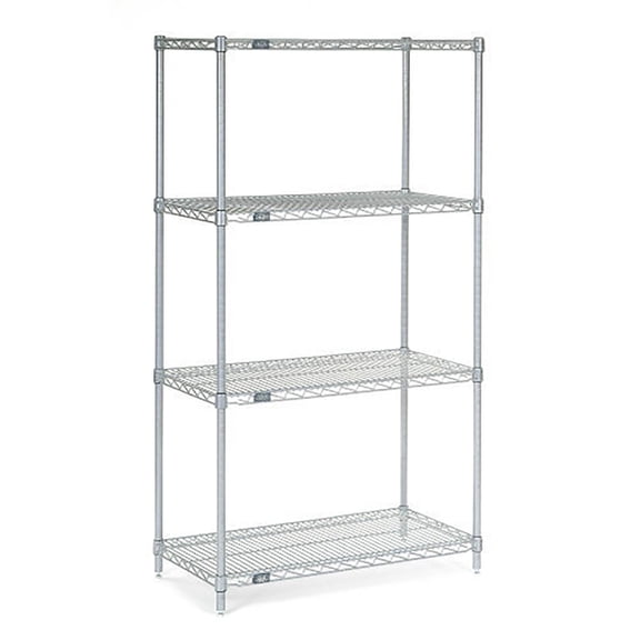 Nexel 4 Tier Chrome Wire Shelving Starter Unit, 36"W x 12"D x 63"H
