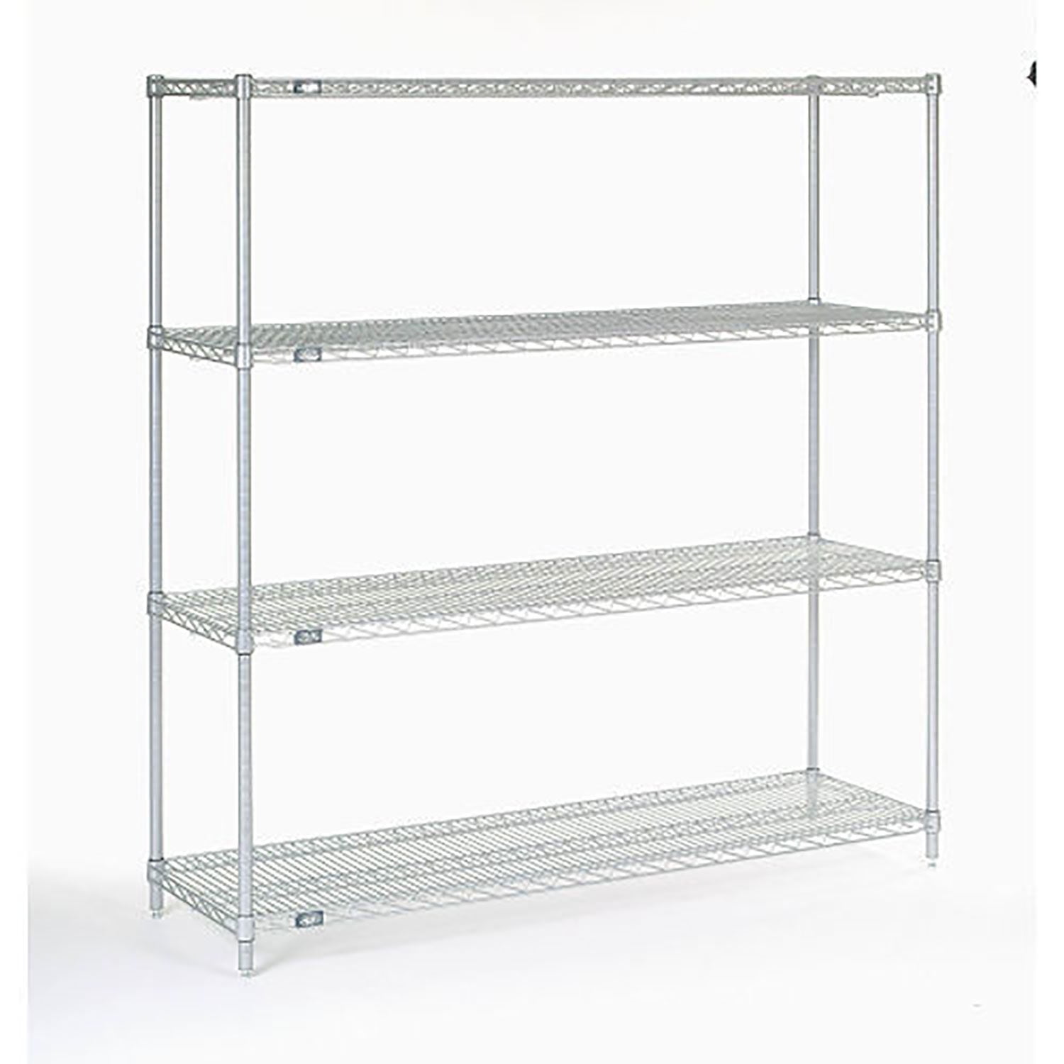 Nexel 4-Tier Chrome Adjustable Wire Shelving Unit, 48"W x 12"D x 86"H
