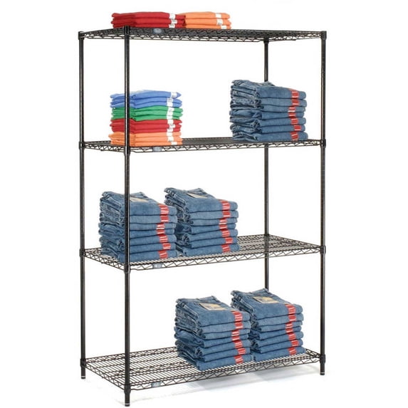 Nexel 5 Tier Black Epoxy Wire Shelving Starter Unit, 42"W x 18"D x 74"H