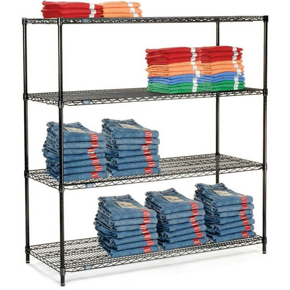 Nexel 5 Tier Black Epoxy Wire Shelving Starter Unit, 72"W x 21"D x 63"H