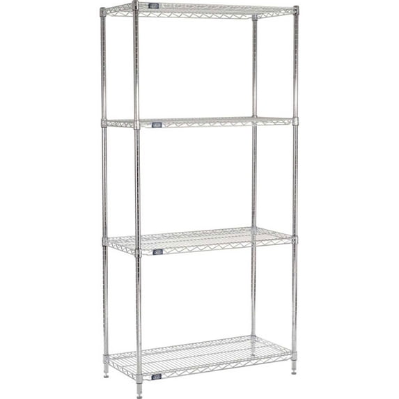 Nexel 5 Tier Chrome Wire Shelving Starter Unit, 36"W x 21"D x 86"H