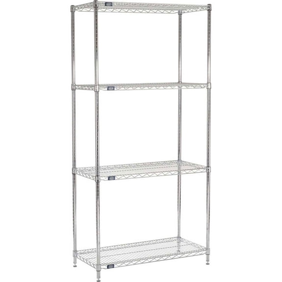 Nexel 5 Tier Chrome Wire Shelving Starter Unit, 42"W x 18"D x 86"H