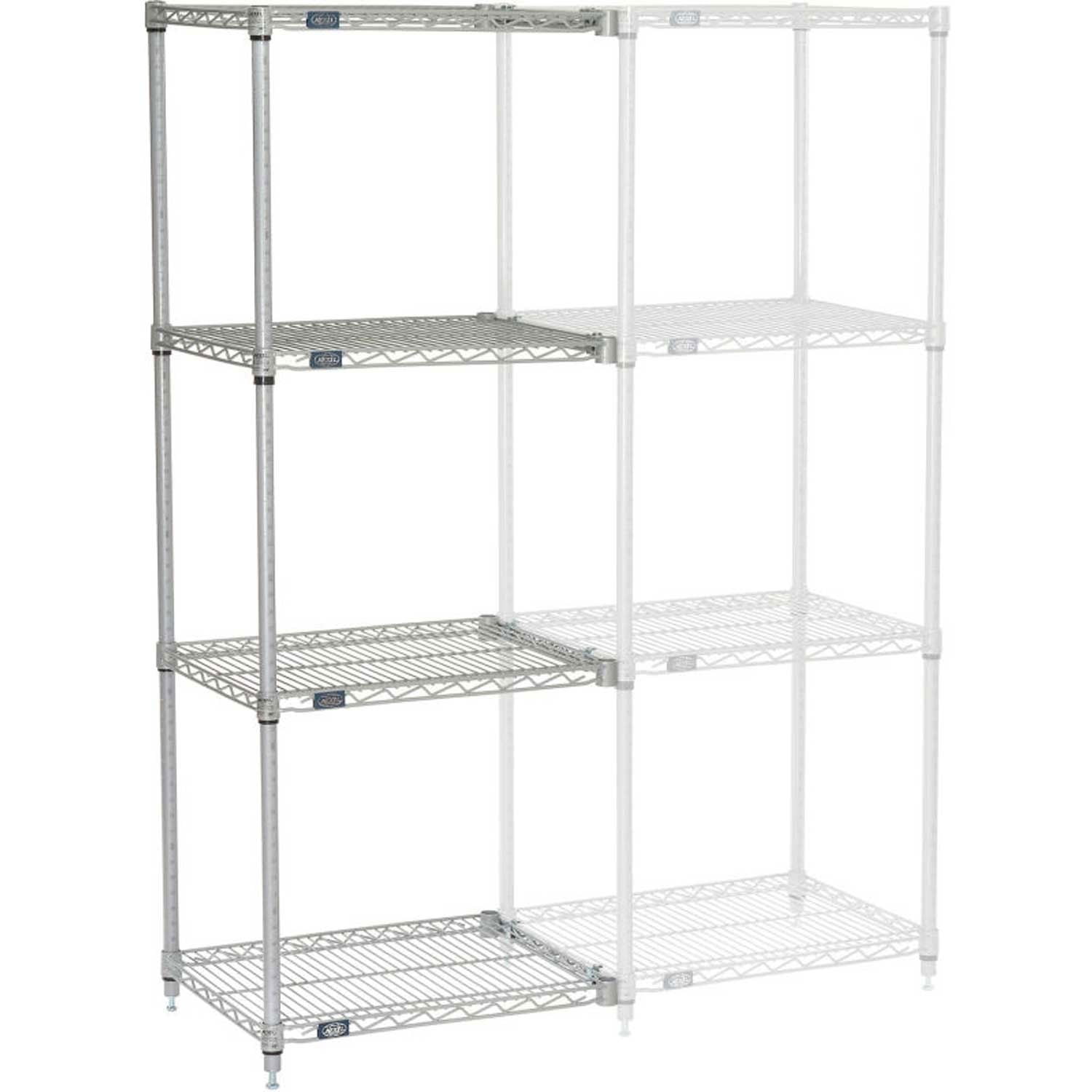 Nexel 5 Tier Silver Epoxy Wire Shelving Add-On Unit, 24