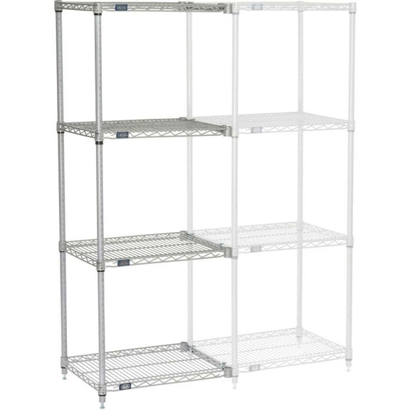 Nexel 5 Tier Silver Epoxy Wire Shelving Add-On Unit, 30"W x 21"D x 86"H