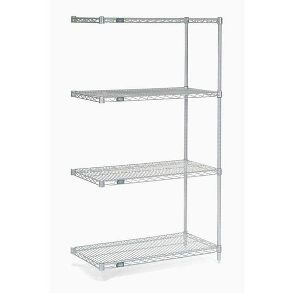 Nexel 5 Tier Silver Epoxy Wire Shelving Add-On Unit, 42"W x 21"D x 74"H