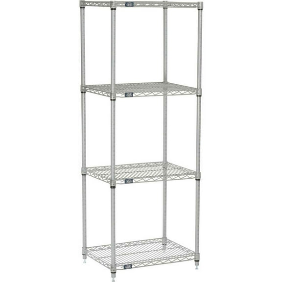 Nexel 5 Tier Silver Epoxy Wire Shelving Starter Unit, 30"W x 18"D x 63"H