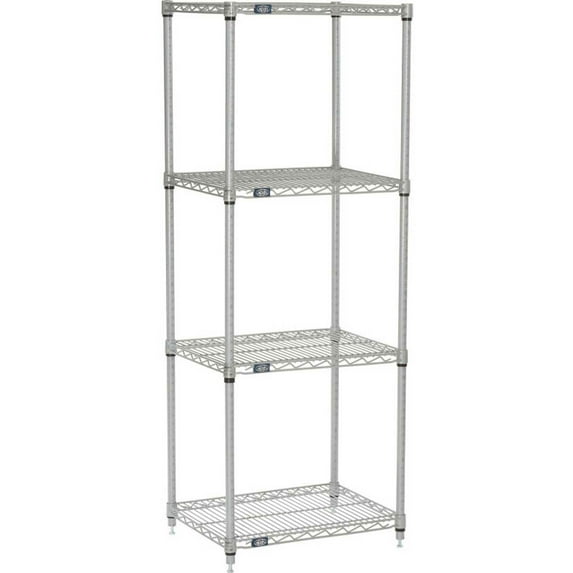 Nexel 5 Tier Silver Epoxy Wire Shelving Starter Unit, 30"W x 21"D x 86"H