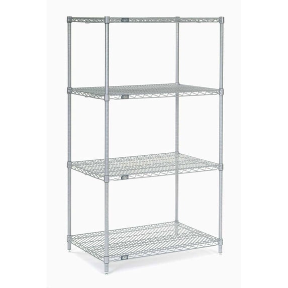 Nexel 5 Tier Silver Epoxy Wire Shelving Starter Unit, 36"W x 21"D x 74"H