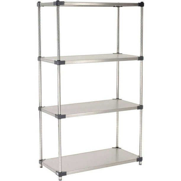 Nexel 5 Tier Solid Stainless Steel Shelving Starter Unit, 36"W x 24"D x