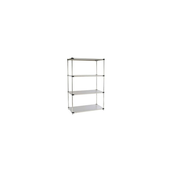 Nexel 5 Tier Solid Stainless Steel Shelving Starter Unit, 48"W x 18"D x 86"H