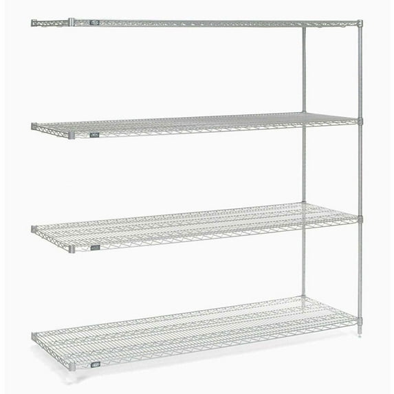 Nexel 5 Tier Stainless Steel Wire Shelving Add-On Unit, 72"W x 18"D x 63"H