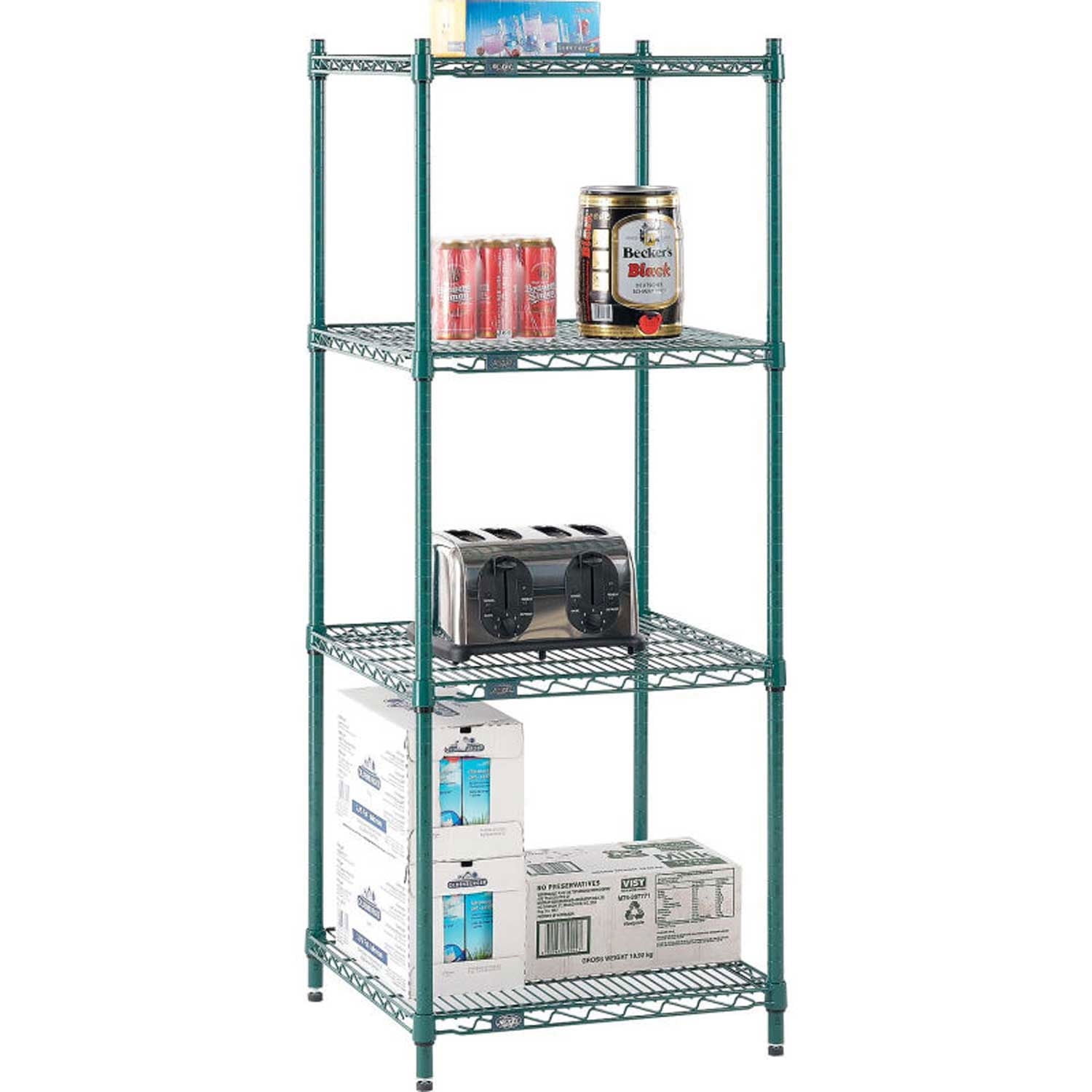 Nexel 5 Tier Wire Shelving Starter Unit, 30"W x 18"D x 74"H, Green