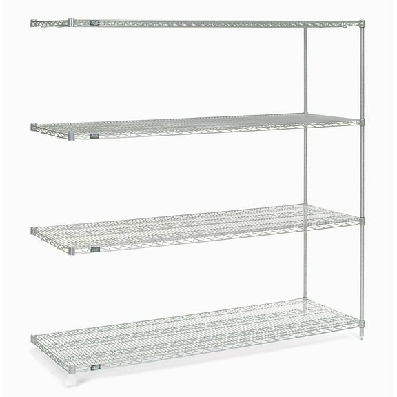 Nexel 796280 Poly-Z-Brite Wire Shelving Add-On, Clear - 54 x 14 x 74 in.