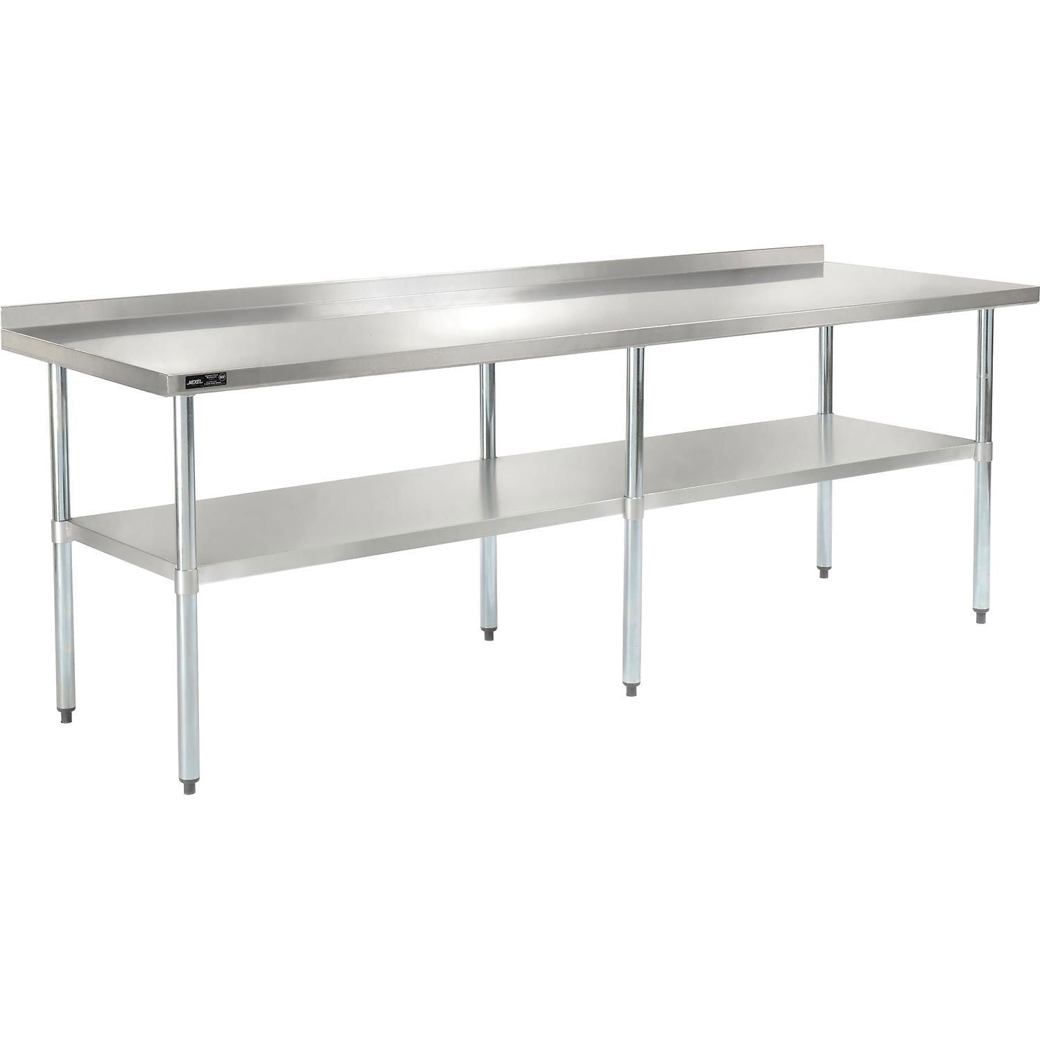 96" Stainless Steel Workbench with Galvanized Undershelf and Backsplash