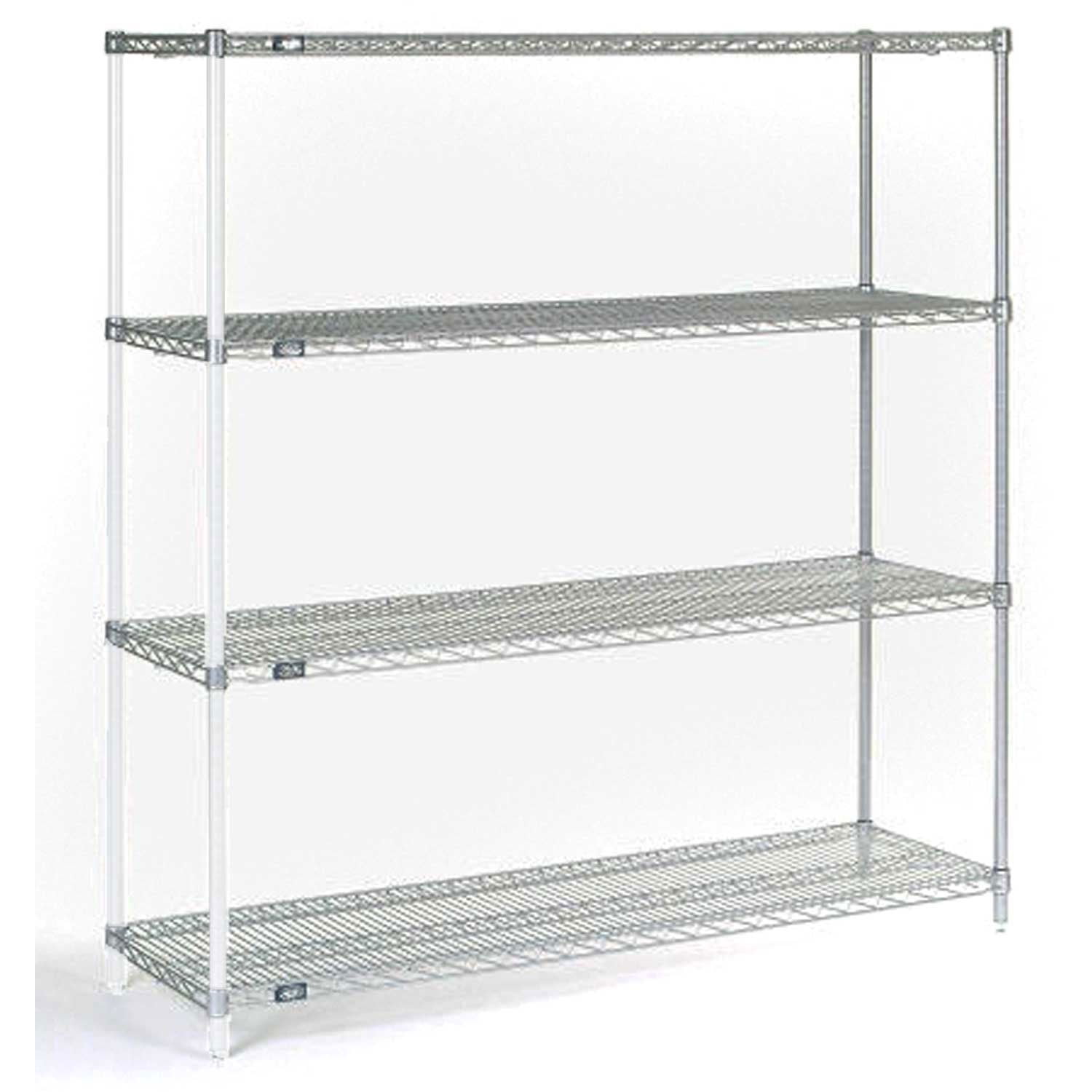Chrome Steel 74" Tall 4-Tier Wire Shelving Unit