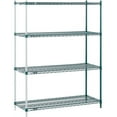 thumbnail image 1 of Nexel A12488G 12 x 48 x 86 in. Poly 4 Tier Wire Shelving Add-On Unit, Green Epoxy, 1 of 4