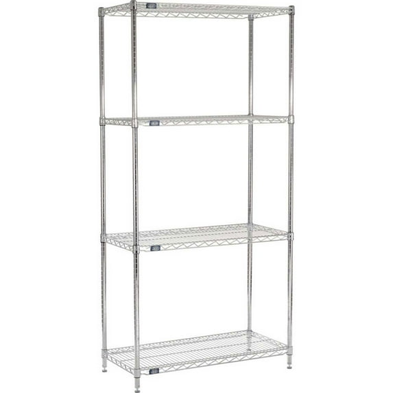 Nexel 5 Shelf Chrome Wire Shelving Unit Starter 48""W x 18""D x 63""H