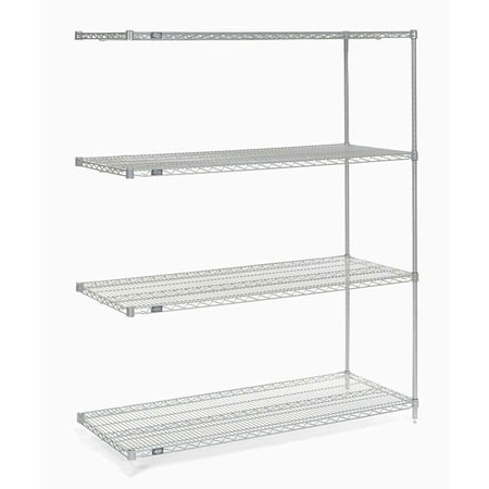 Nexel Poly-Z-Brite® 5 Tier Wire Shelving Add-On Unit, 54"W x 18"D x 86"H