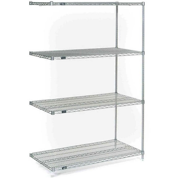 Nexel 5 Tier Chrome Wire Shelving Add-On Unit, 72"W x 18"D x 74"H