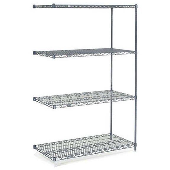 Nexel 5 Shelf Nexelon Blue Wire Shelving Unit Add On 24""W x 21""D x 63""H