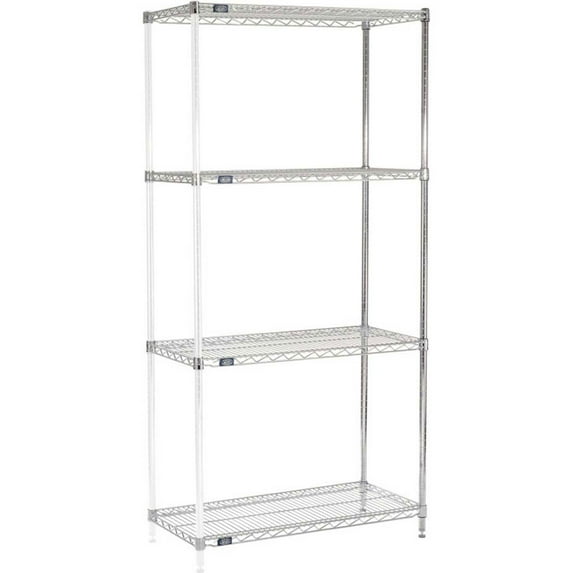 Nexel 5 Tier Chrome Wire Shelving Add-On Unit, 36"W x 21"D x 74"H
