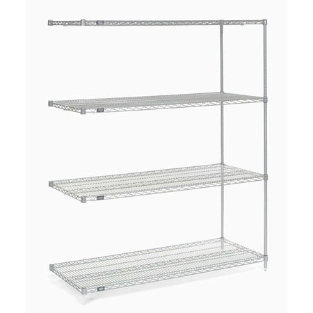 Nexel Poly-Z-Brite® 5 Tier Wire Shelving Add-On Unit, 54"W x 21"D x 74"H