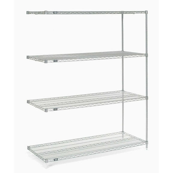 Nexel Poly-Z-Brite® 5 Tier Wire Shelving Add-On Unit, 54"W x 21"D x 74"H