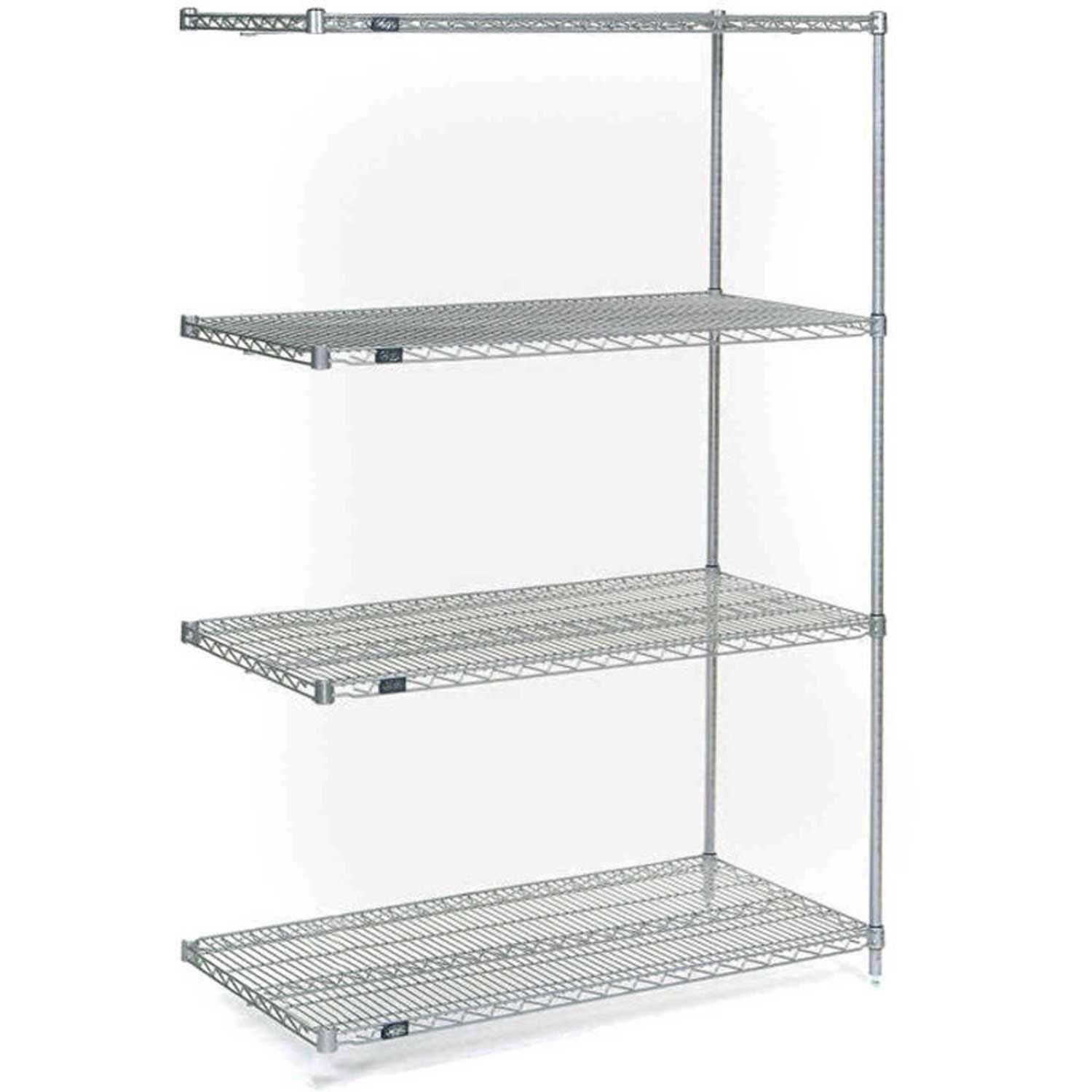Nexel 5 Tier Chrome Wire Shelving Add-On Unit, 60"W x 21"D x 74"H