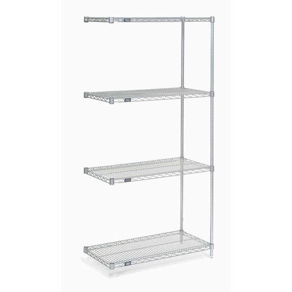 Nexel Poly-Z-Brite 5 Tier Wire Shelving Add-On Unit, 42"W x 24"D x 63"H