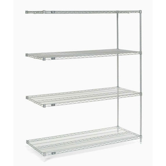 Nexel Poly-Z-Brite® 5 Tier Wire Shelving Add-On Unit, 60"W x 24"D x 63"H