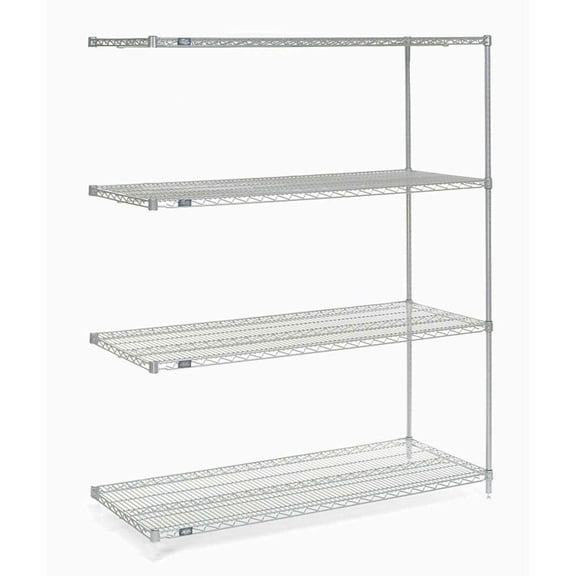 Nexel Poly-Z-Brite 5 Tier Wire Shelving Add-On Unit, 60"W x 24"D x 74"H