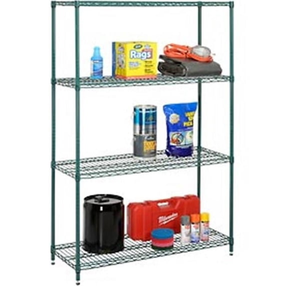 Nexel Best Value Wire Shelving Unit - Green Epoxy - 36 x 18 x 74 in. - 400 lbs